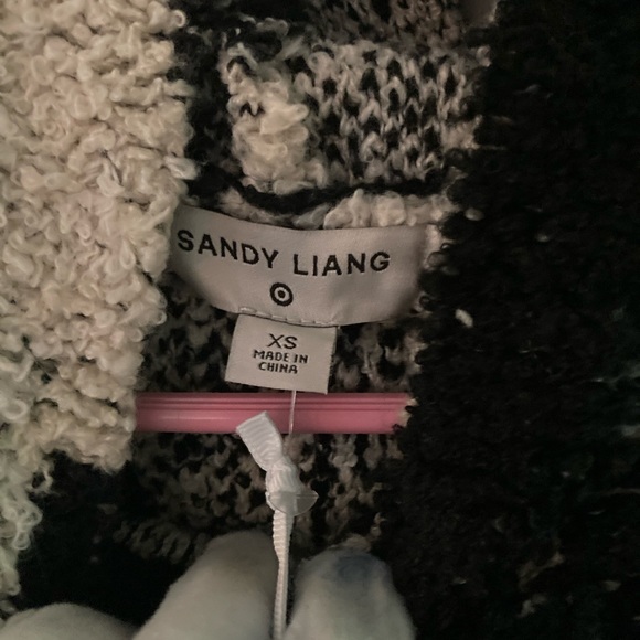 NWT SANDY LIANG Hooded  Black and White Animal Print Sweater - Picture 5 of 7